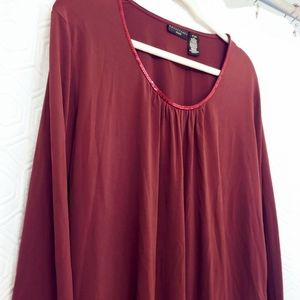 🍷Apostrophe Long Sleeve Sequin Blouse Top 16-18W